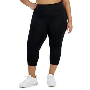 ID Ideology Plus Size Solid 7/8 Cropped Leggings Women's 3X Black Elastic Waist